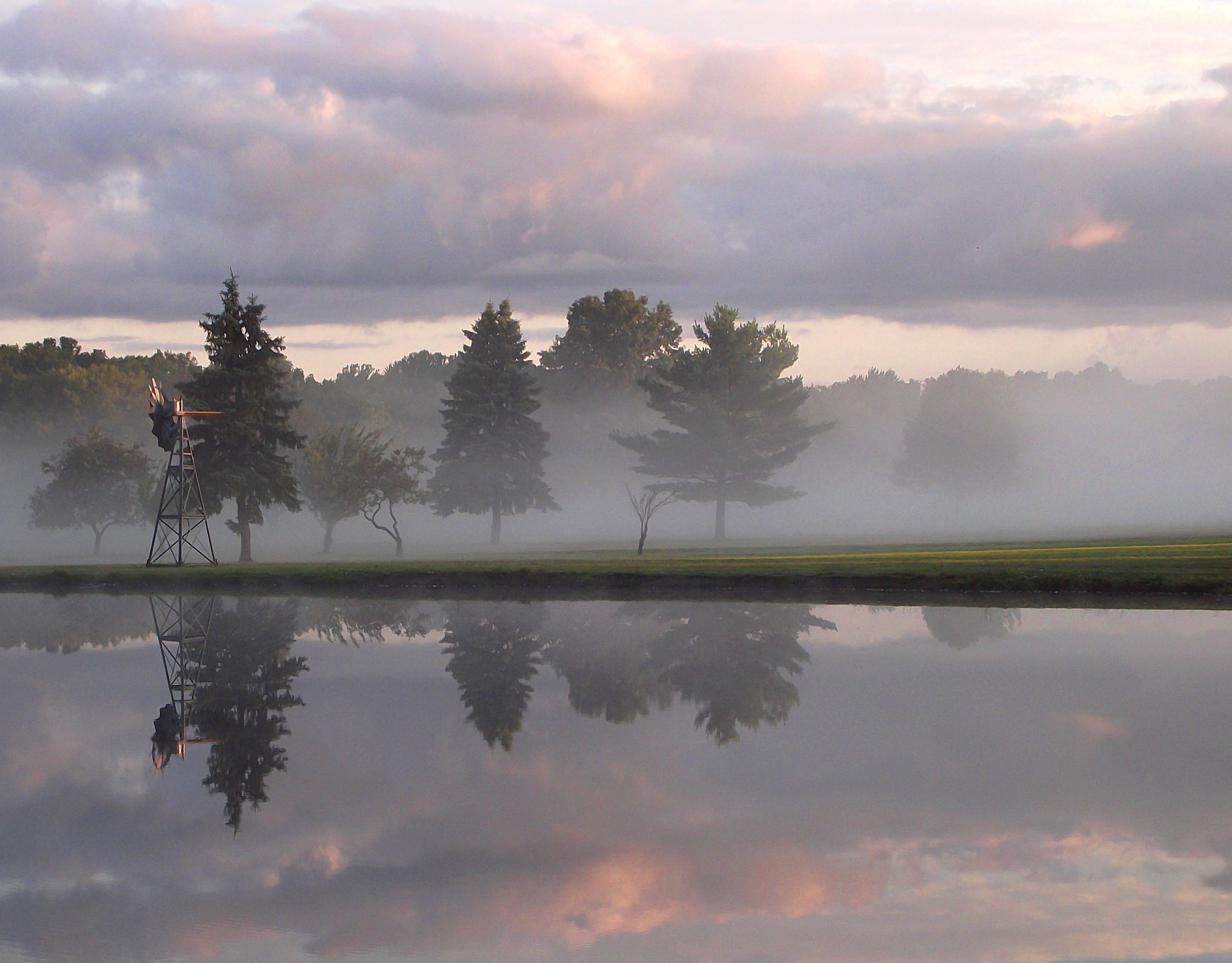 Pond Windmill Mist