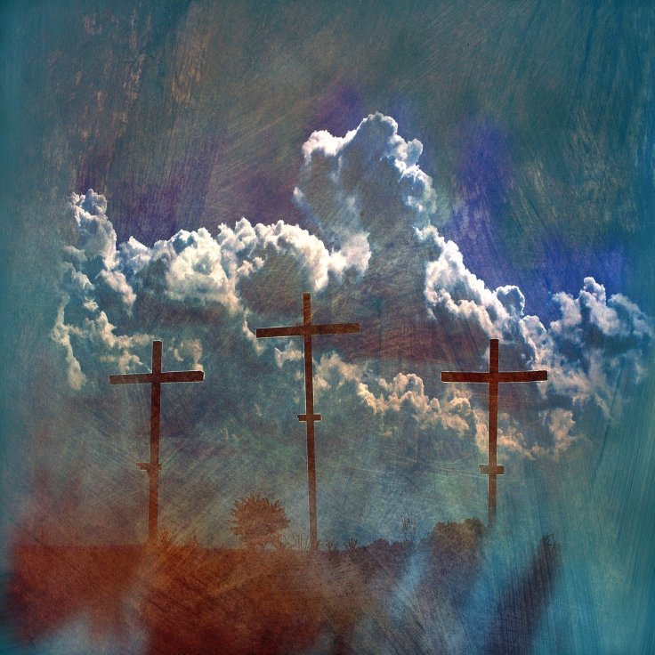 3 crosses clouds artwork